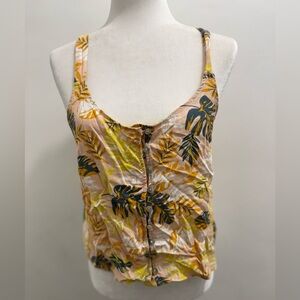 NICOLE MILLER NY Tropical Floral Beach Island Travel Vacay Tank Crop Top M EUC
